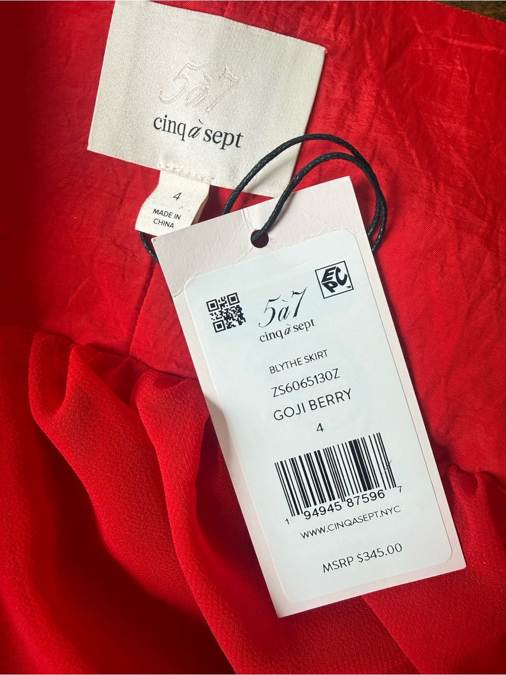 NWT Cinq à Sept Red Blythe Tiered Maxi Bubble Skirt - size 4 - Picture 11 of 13